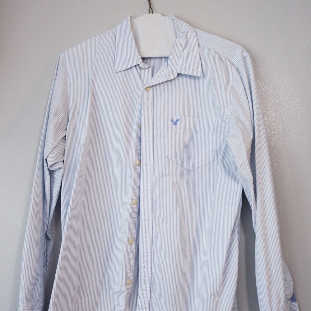 Vintage Fit Striped American Eagles Button Up Mens Shirt